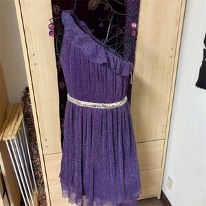 DEADSTOCK purple sparkly one shoulder dress